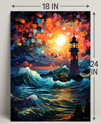 Lighthouse At Dusk Poster