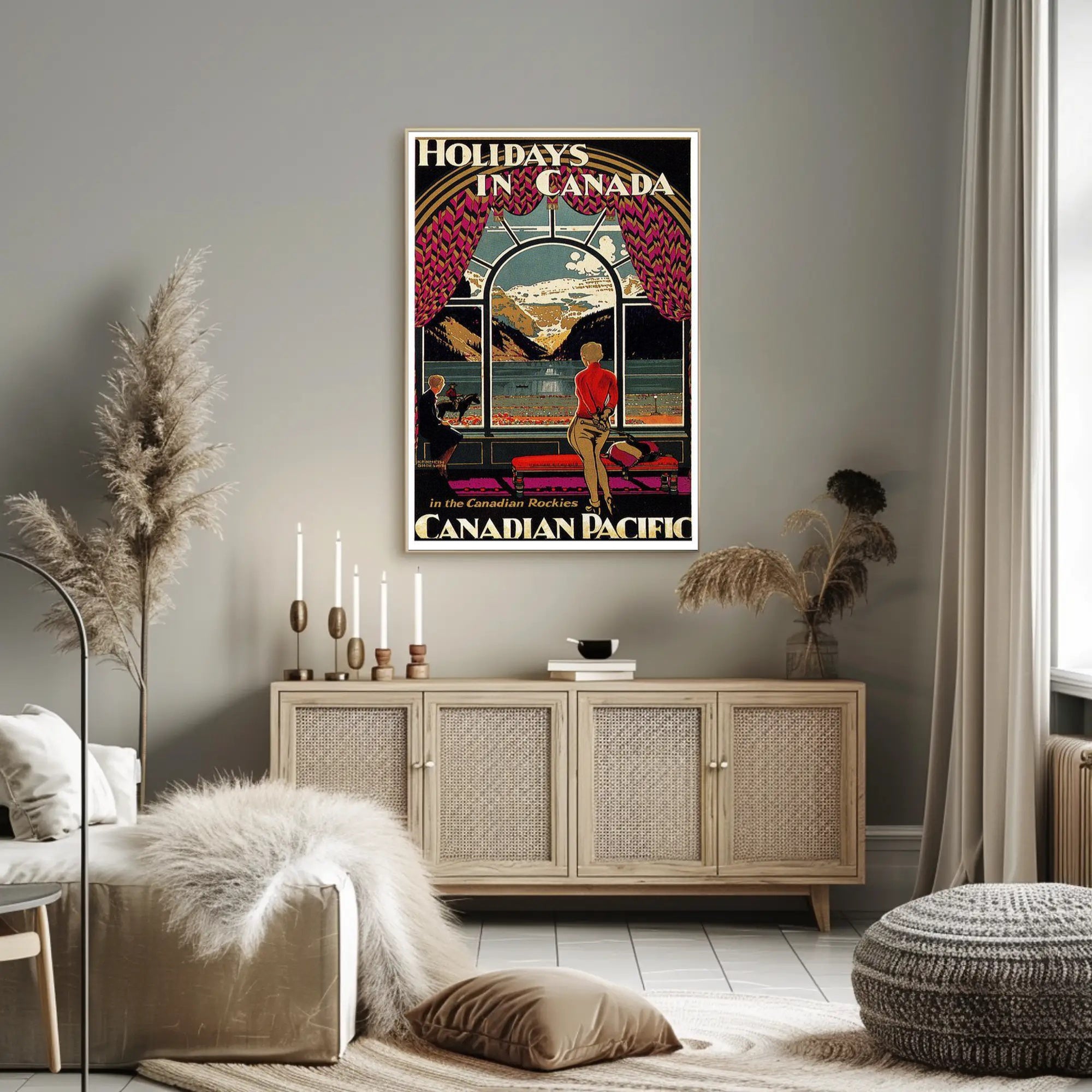 Canadian Rockies Vintage Travel View, Inviting Adventure Travel Poster PosterGoat