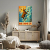 Reindeer Climbing Adventure Fantasy or Mythology Poster