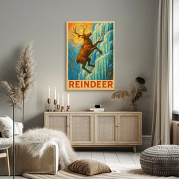 Reindeer Climbing Adventure Fantasy or Mythology Poster