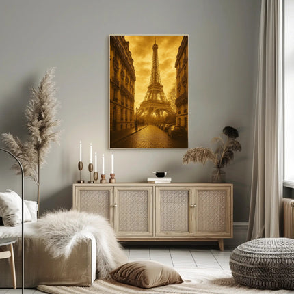 Parisian Romance: Vintage Eiffel Tower Urban Cityscape Poster
