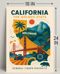 California The Golden State Wall Art Print PosterGoat