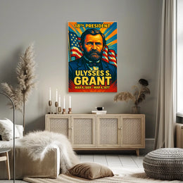 Ulysses S. Grant 18th President of the United States Colorful Comic Book Style Poster