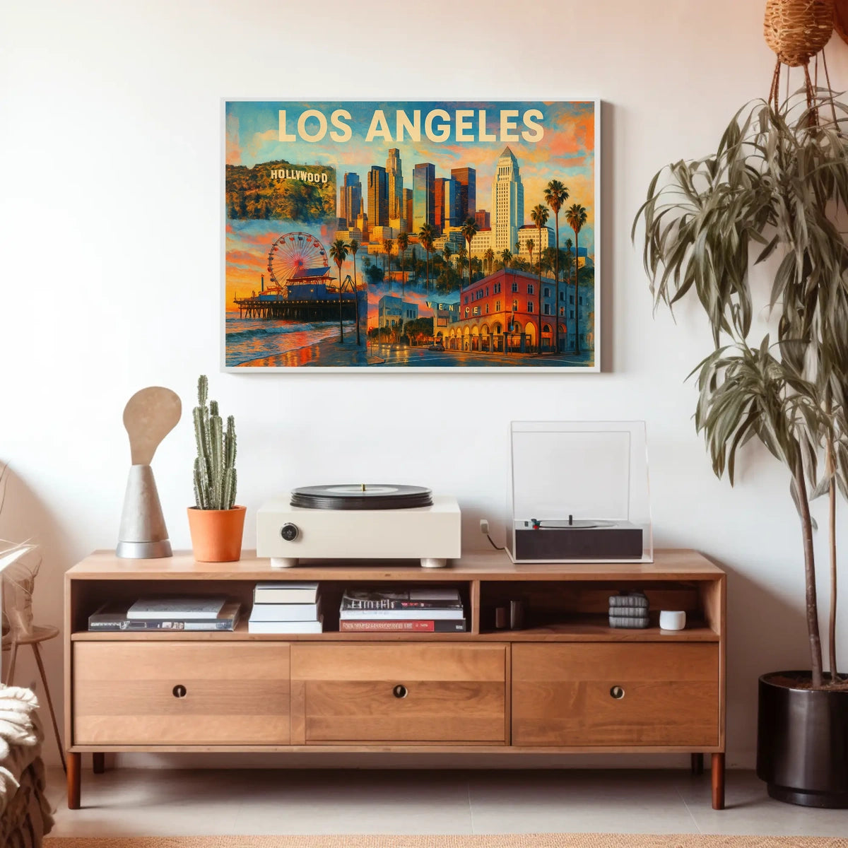 Los Angeles Landmarks Line Art Urban Poster
