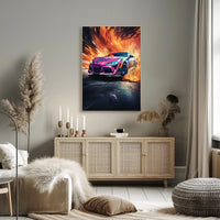Modern Sports Travel Poster Featuring Dynamic Vehicles