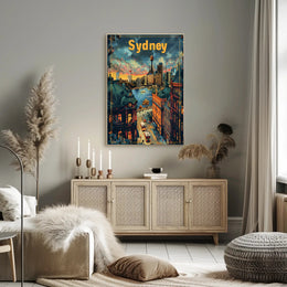 Sydney Skyline Sunset: Vibrant Urban or Cityscape Poster
