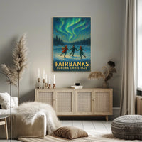 Fairbanks Aurora Christmas Scene Alaska Landscape Poster