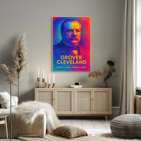 Grover Cleveland 22nd President of the United States Neon Gradient Overlay Poster