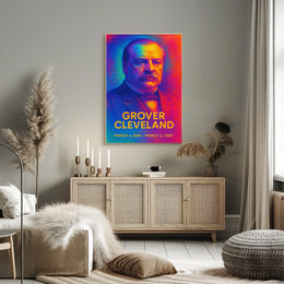 Grover Cleveland 22nd President of the United States Neon Gradient Overlay Poster