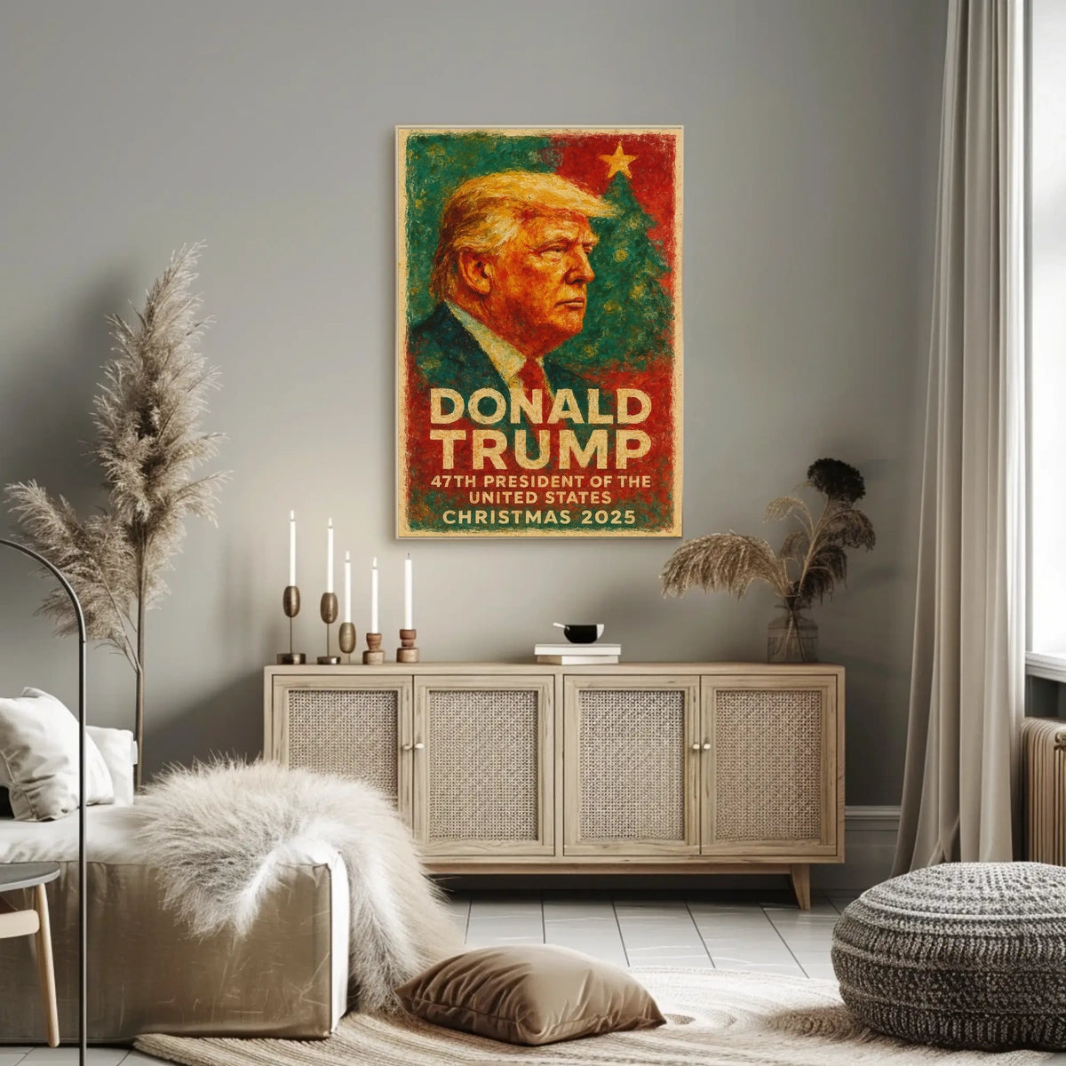 Step 1: Identify the correct poster category: Political or Propaganda Poster

Step 2:
Christmas 2025 Visionary Presidential Portrait Poster