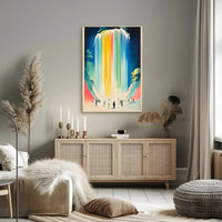 Serene Waterfall Poster Colorful Minimalist Wall Art