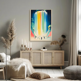 Serene Waterfall Poster Colorful Minimalist Wall Art