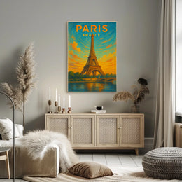 Paris, France Eiffel Tower At Sunset Poster