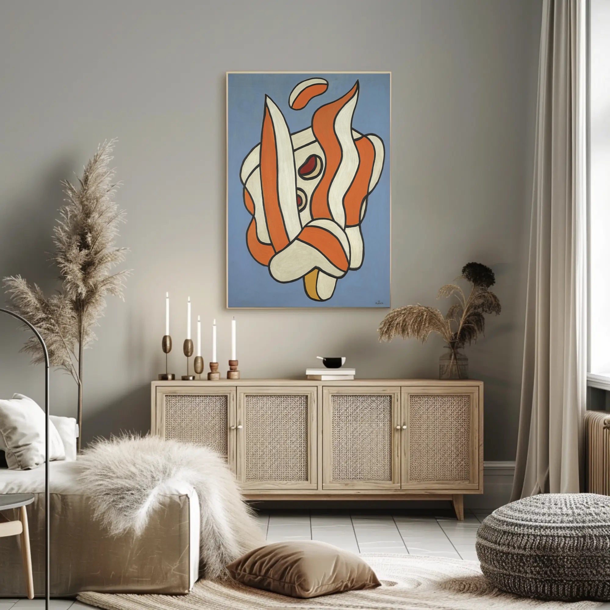Abstract Shapes on Blue Poster