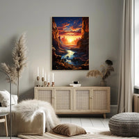 Sunset Over Canyon Poster