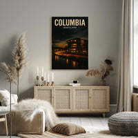 Columbia Maryland Night Cityscape Photography Poster