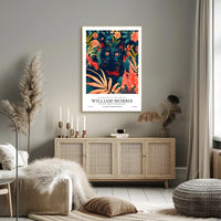 Black Cat in Botanical Wonderland: Artistic Poster
