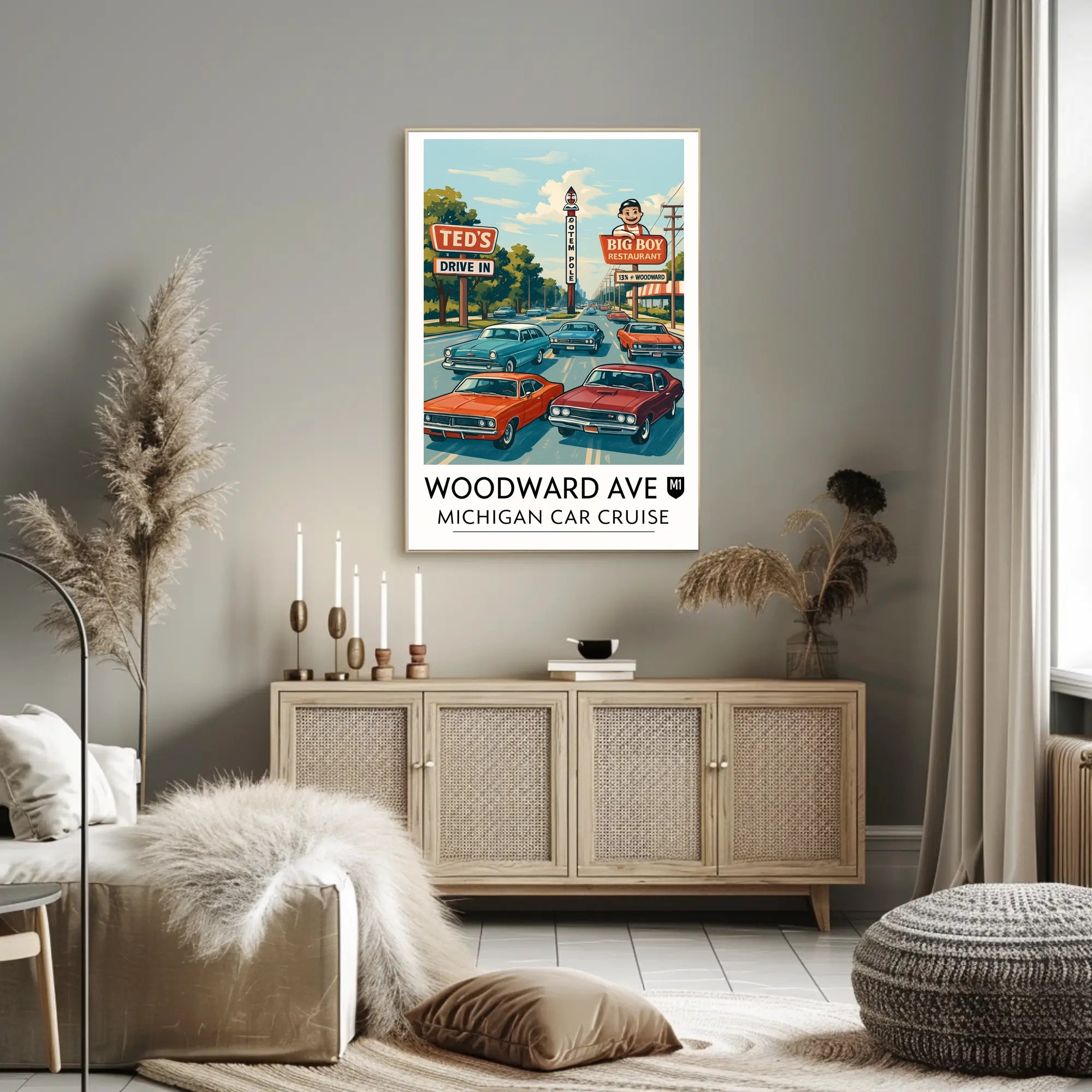 Woodward Ave Michigan Car Cruise Poster