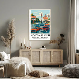 Woodward Ave Michigan Car Cruise Poster