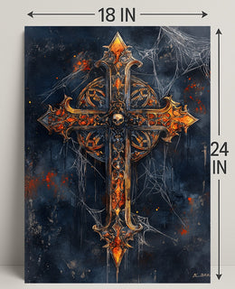 Gothic Cross With Skull Poster