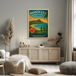 Honolulu Vintage Travel Poster Aloha Spirit Adventure