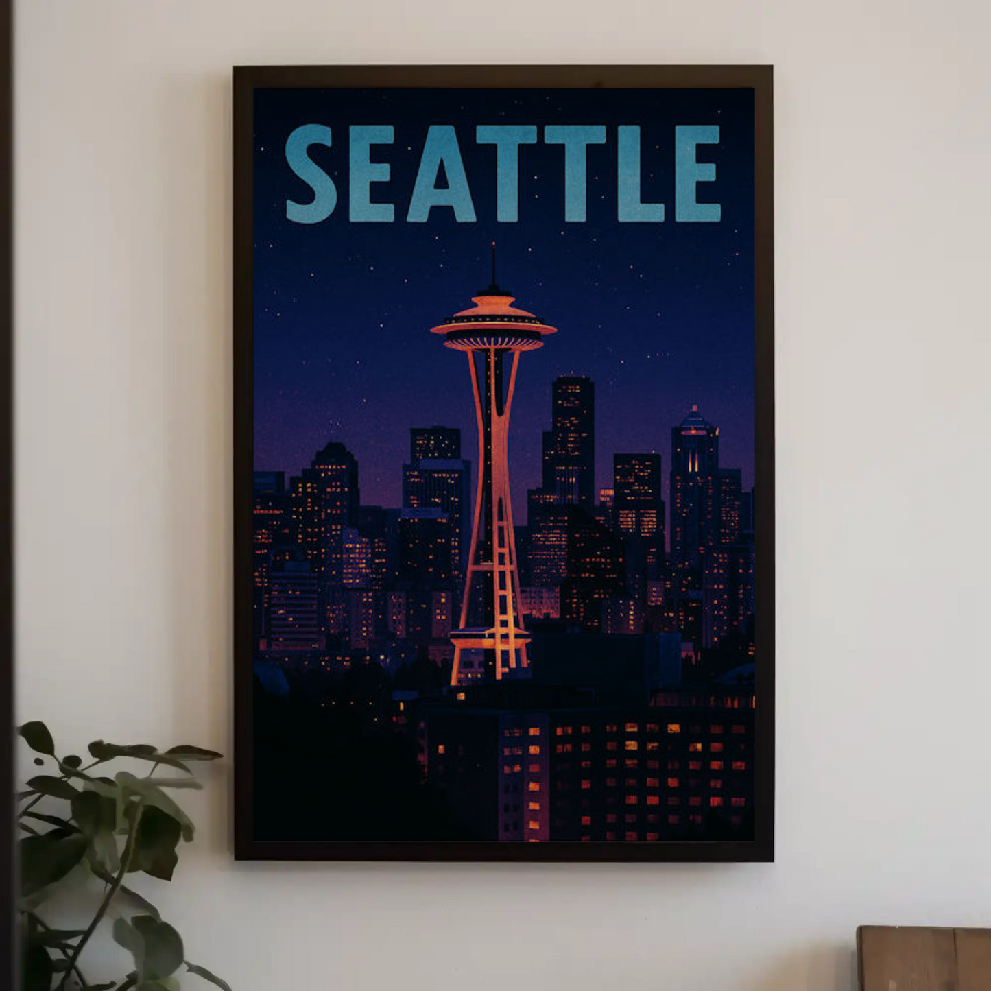 Seattle Skyline With Space Needle Travel Poster
