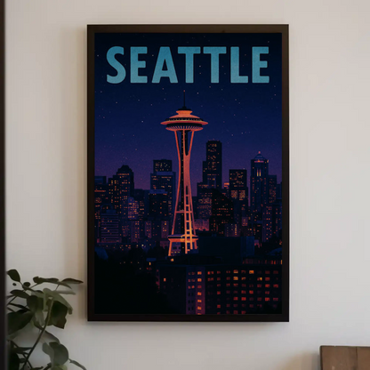 Seattle Skyline With Space Needle Travel Poster