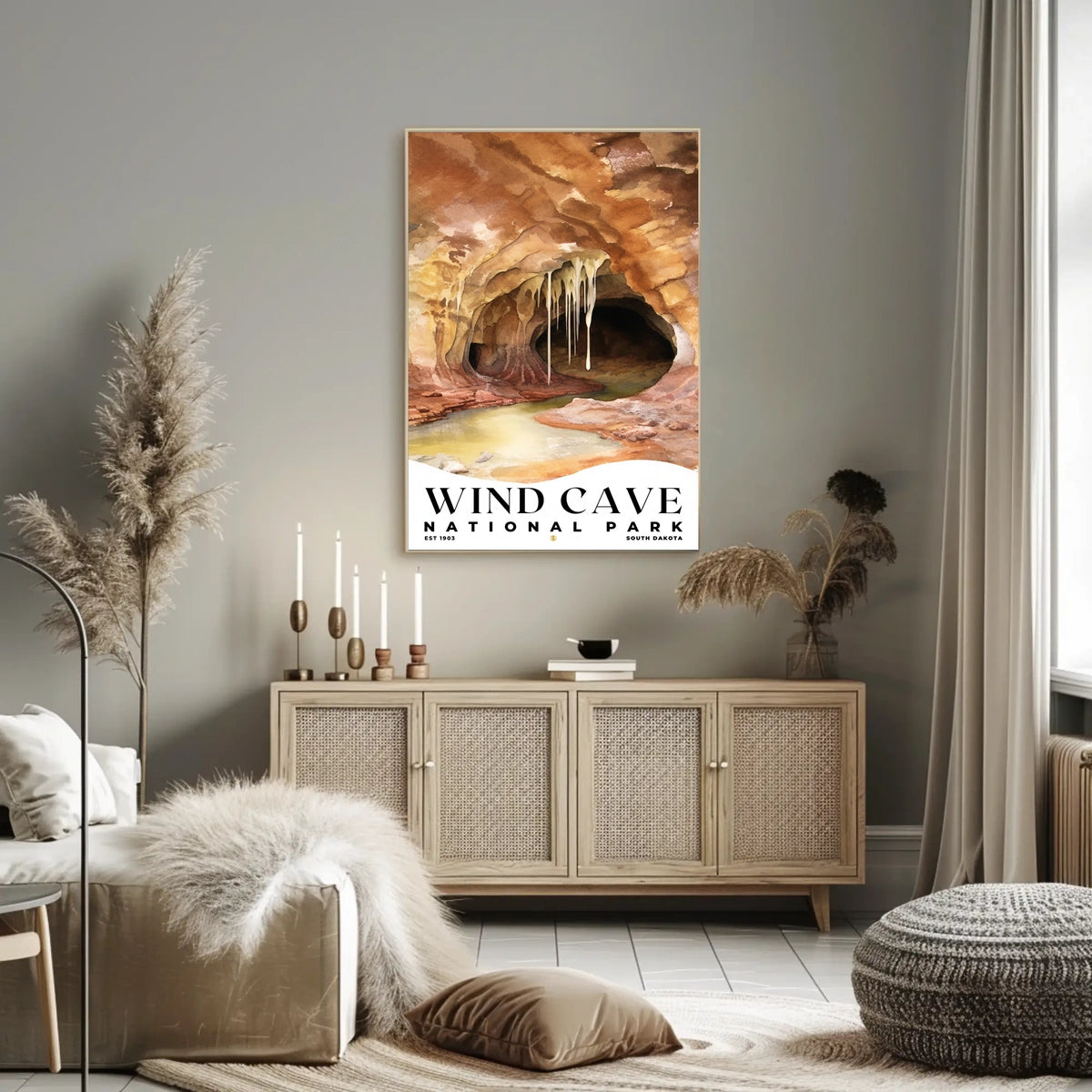 Wind Cave Watercolor Wall Art Poster