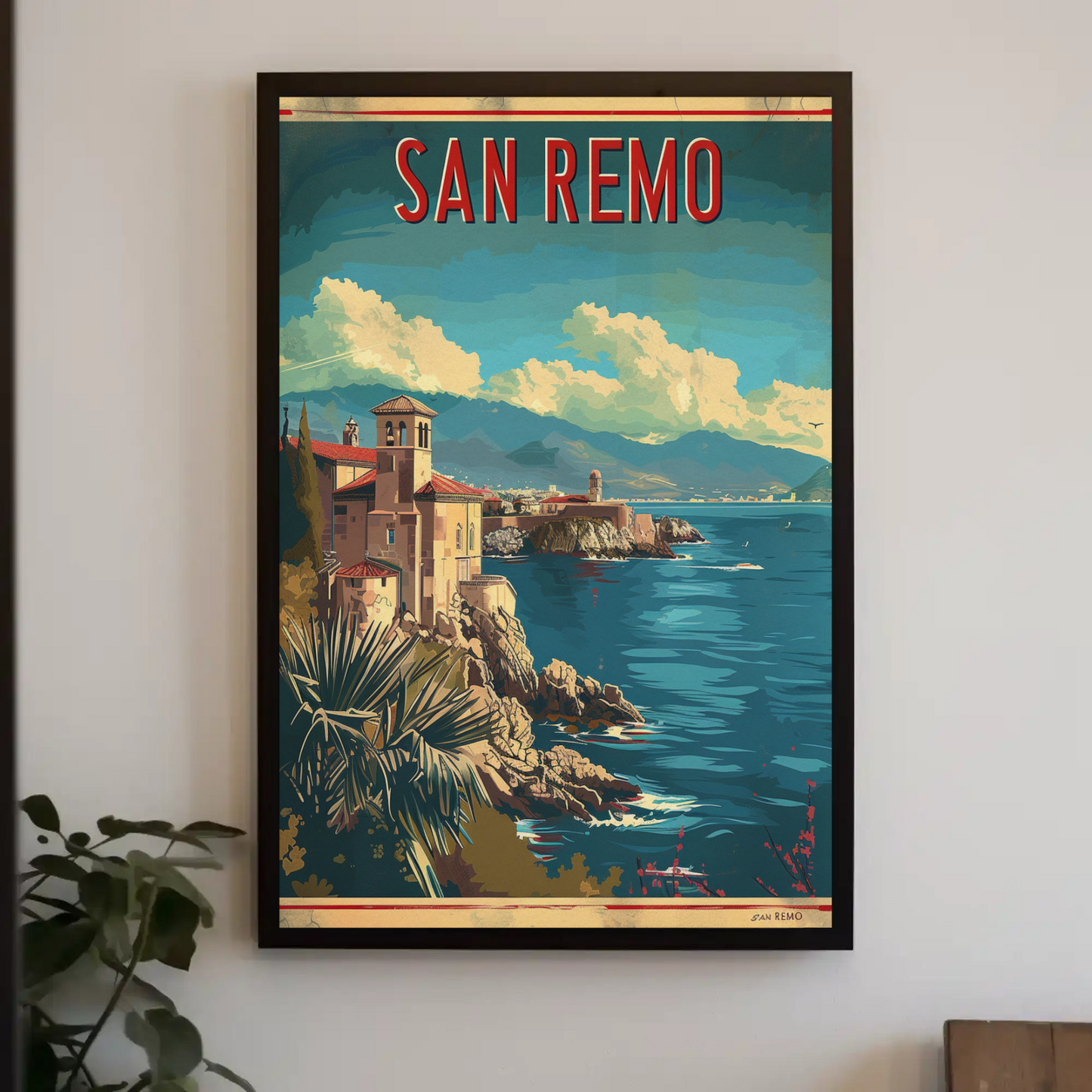 San Remo Italian Riviera Coastline Travel Poster