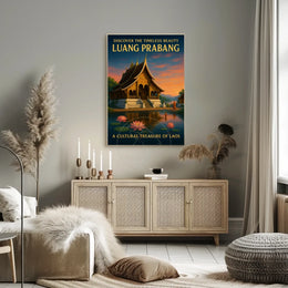 Luang Prabang Cultural Treasure Photorealistic Travel Poster