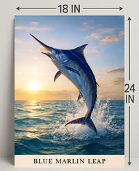 Blue Marlin Leap Poster PosterGoat