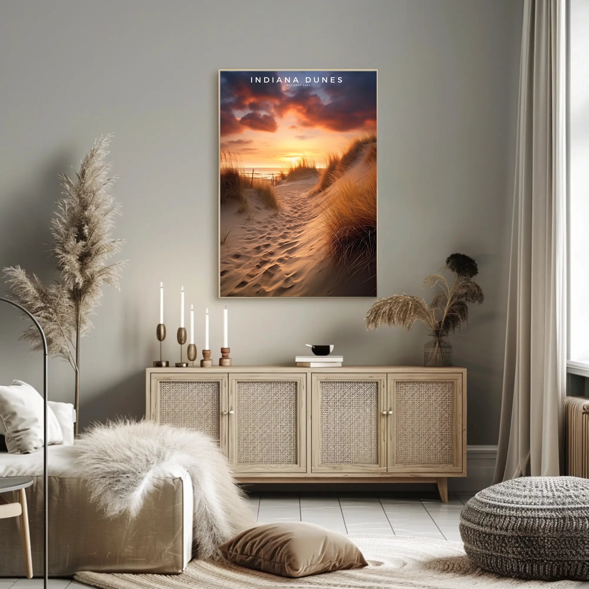 Indiana Dunes Sunset Poster Vintage Travel Wall Art