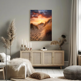 Indiana Dunes Sunset Poster Vintage Travel Wall Art