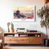 Kyoto Serenity: Cherry Blossoms and Pagoda Cultural Poster