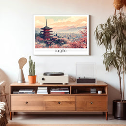 Kyoto Serenity: Cherry Blossoms and Pagoda Cultural Poster