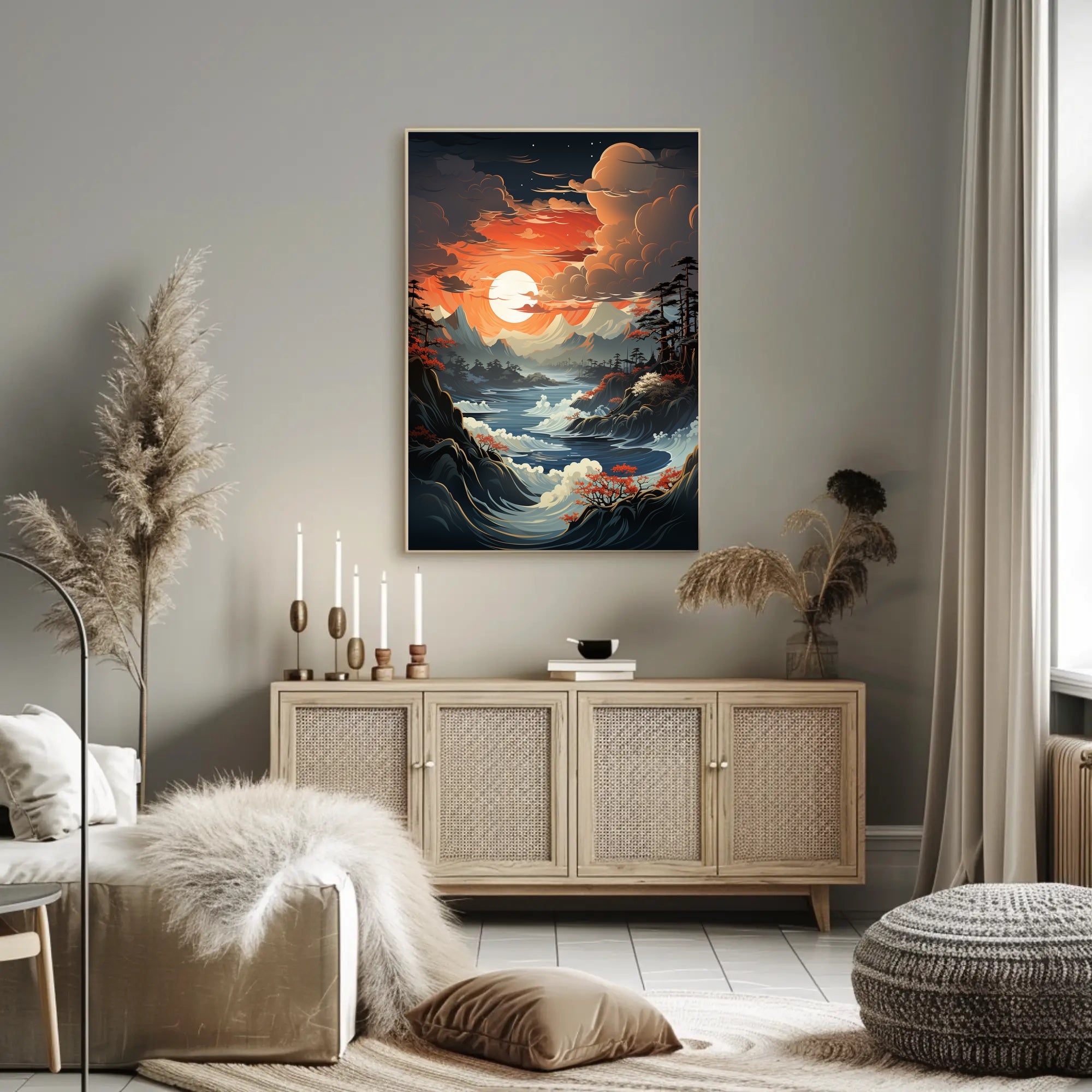 Serene Sunset Over Majestic Waters Poster PosterGoat
