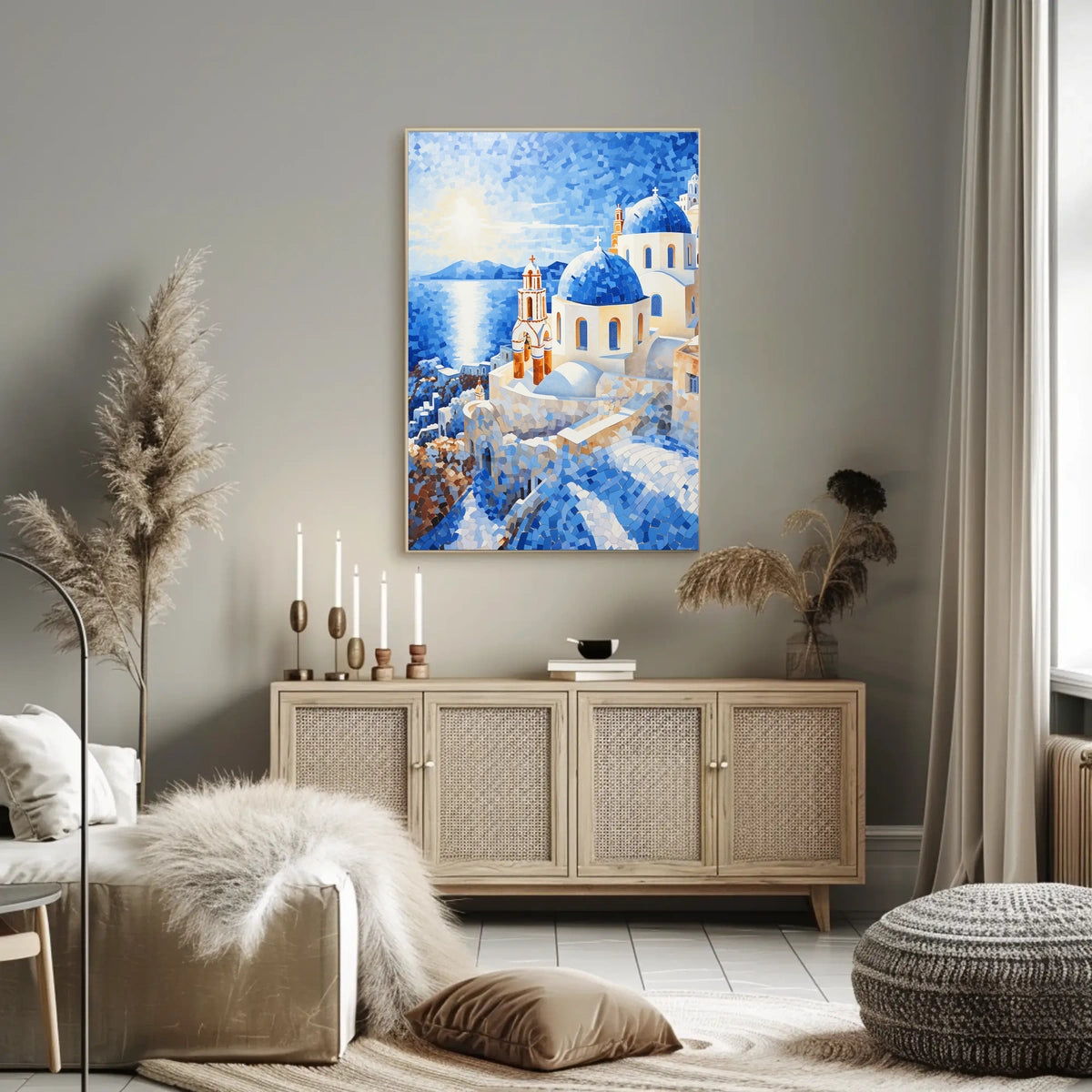 Santorini Sunset in Greece Travel Poster