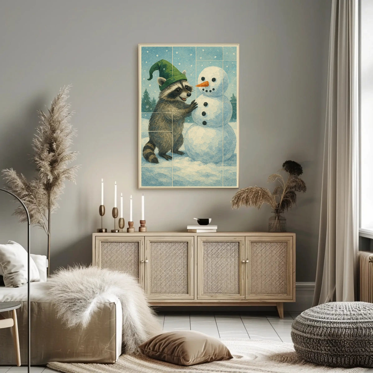 Winter Wonderland With Raccoon Poster