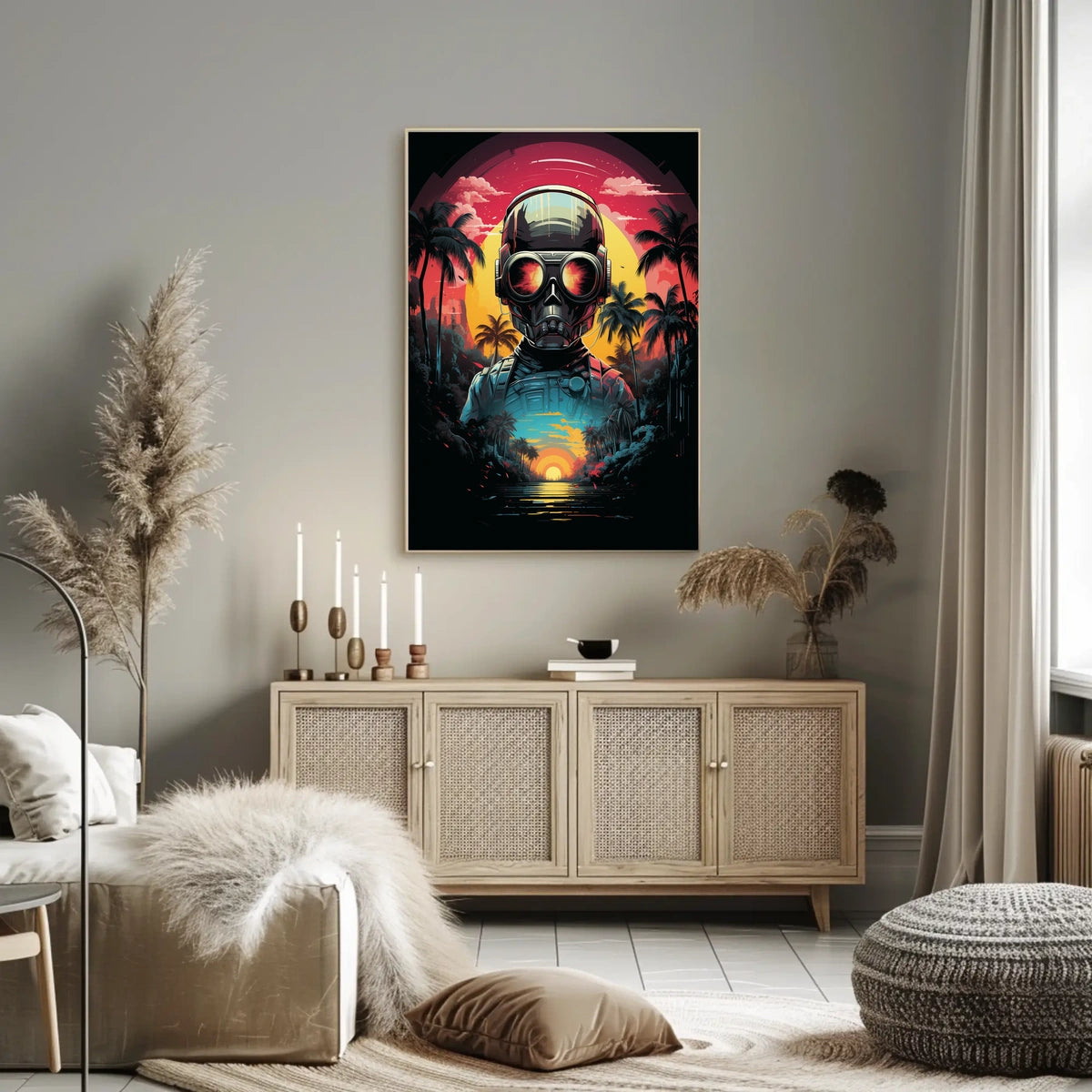 Futuristic Explorer At Sunset Poster