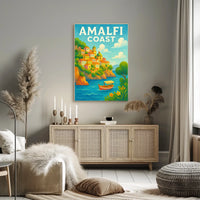 Amalfi Coast Poster Wall Art for Coastal Home Decor