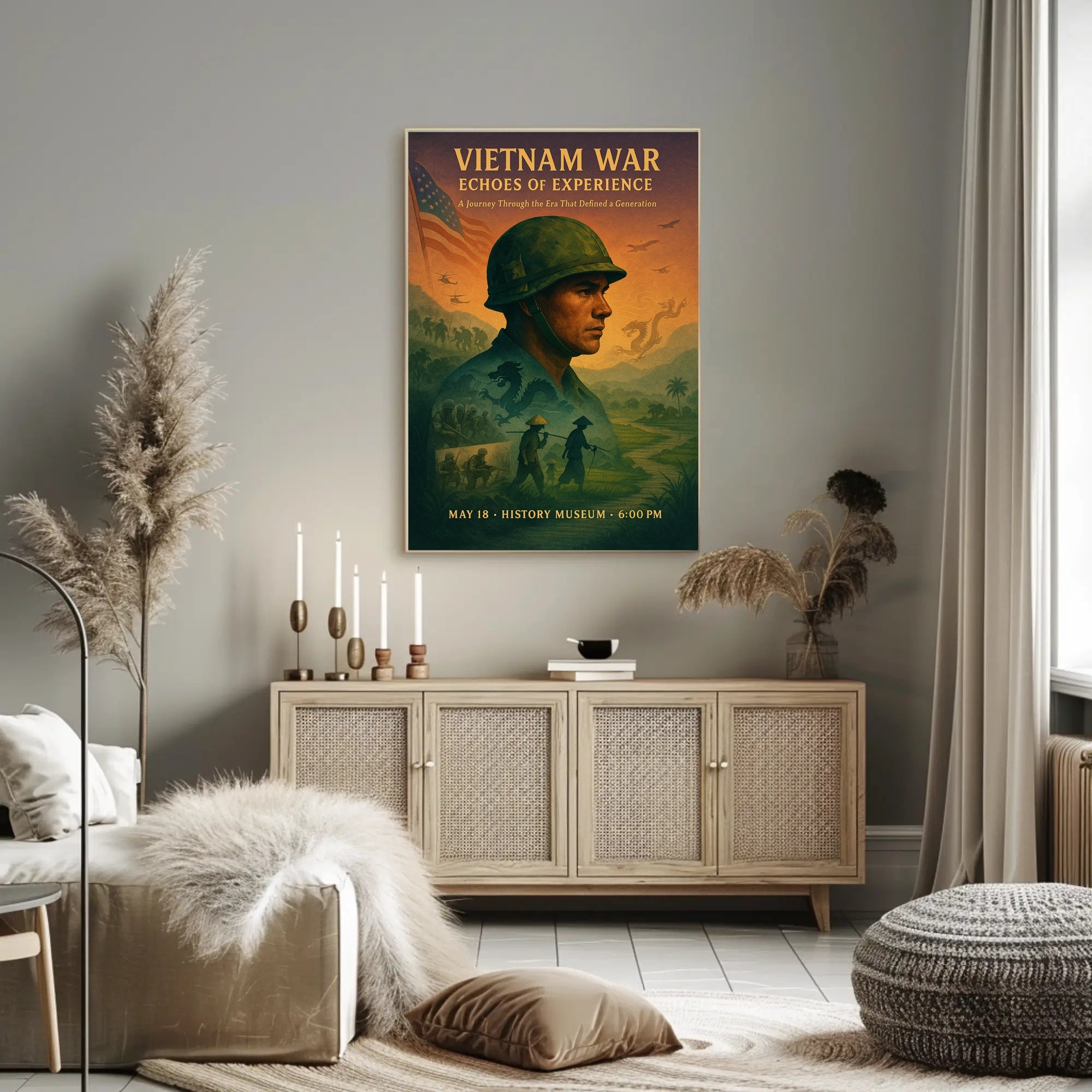 Vietnam War Historical Poster Vintage Military Print
