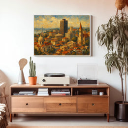 Monrovia Liberia African Cityscape Digital Painting Vibrant Cultural Heritage Travel Poster