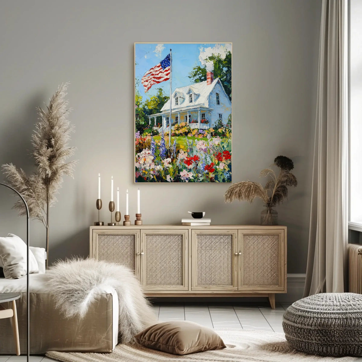 Classic White American Farmhouse Home Decor Poster
