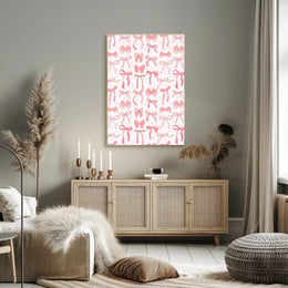 Pink Bow Artwork: Modern Design Feminine Abstract or Artistic Poster PosterGoat