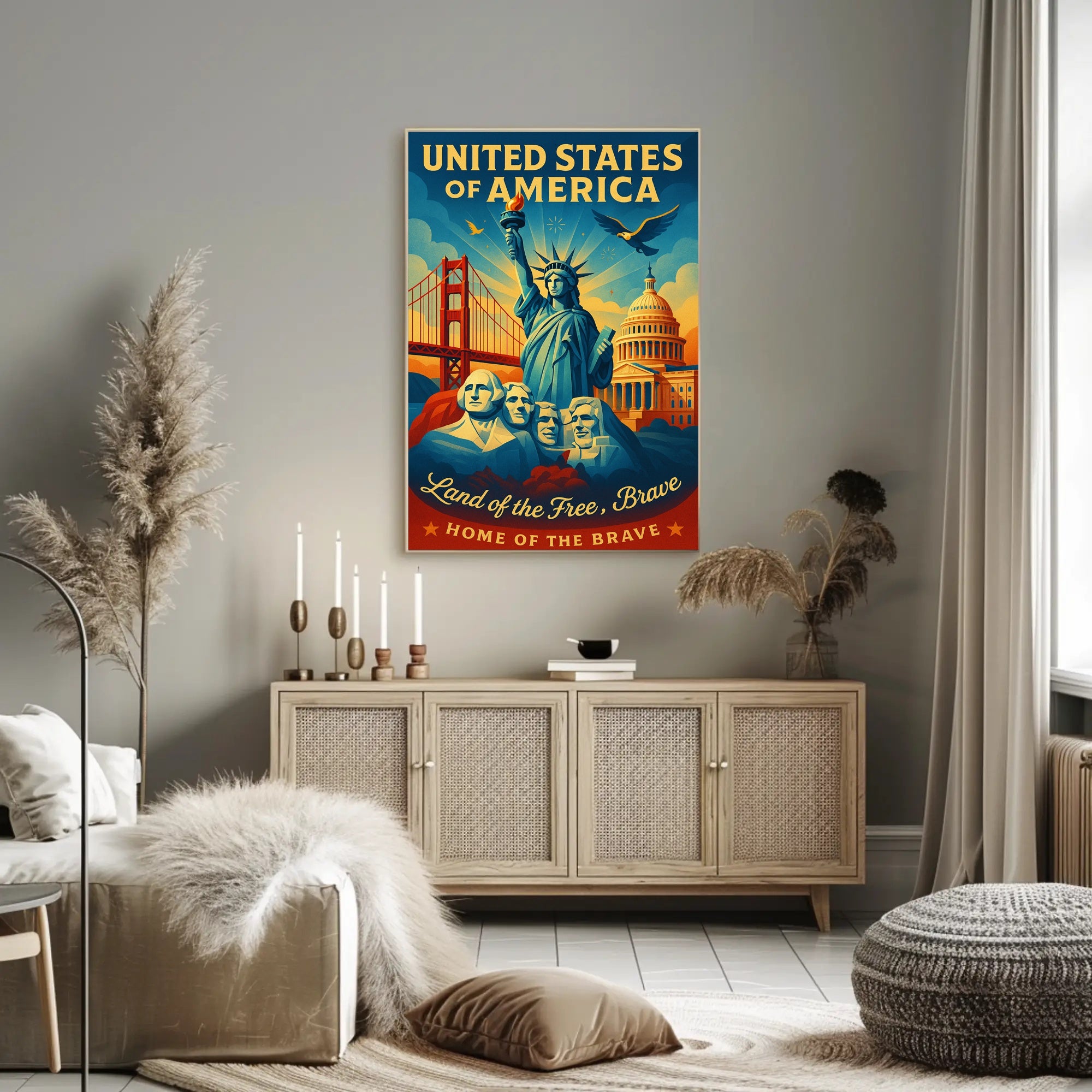 United States of America Land of the Free Poster PosterGoat