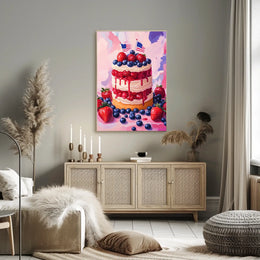 Vibrant American Flag Street Scene Impressionist Poster