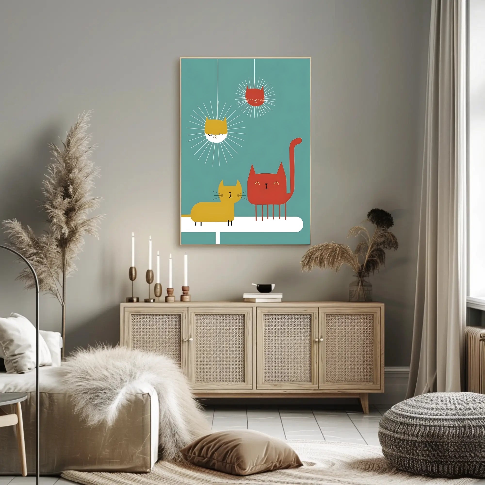 Whimsical Feline Friends Poster