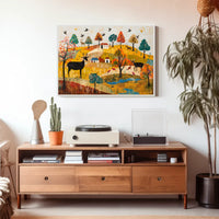 Idyllic Autumn Countryside Scene with Deer Poster