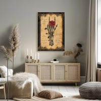 Gothic Rose and Skeleton Hand Artistic or Pop Culture Poster