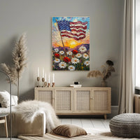 Windswept American Flag Wall Art Print 18x24 Poster